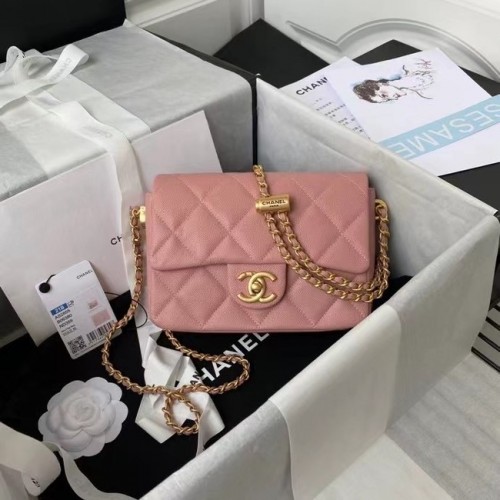 Chanel Flap Shoulder Bag Cuero original AS2855 rosa