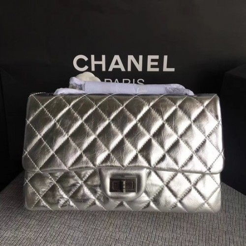 Bolso de hombro con solapa Chanel Plata Piel de becerro original 277 Plata