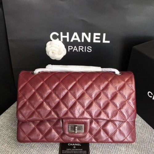 Bolso de hombro con solapa Chanel Vino Piel de becerro original 277 Plata