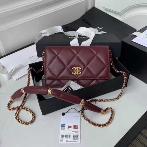 Chanel Flap Shoulder Bag mini Cuero original AS2755 Vino