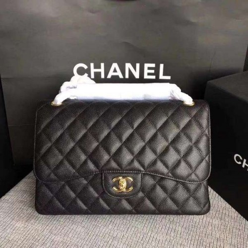 Bolso de hombro con solapa Chanel Negro Piel de becerro original CF1113 Oro