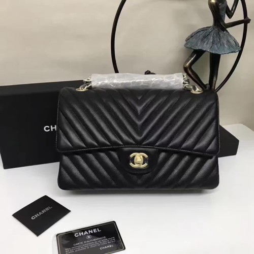 Bolsos de hombro con solapa Chanel Cuero de piel de oveja negro A1112 Glod
