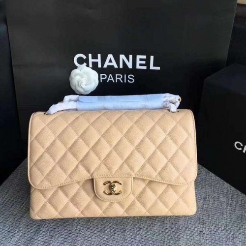 Chanel Flap Bolsos de Hombro Camel Original Piel de Becerro CF1113 Oro