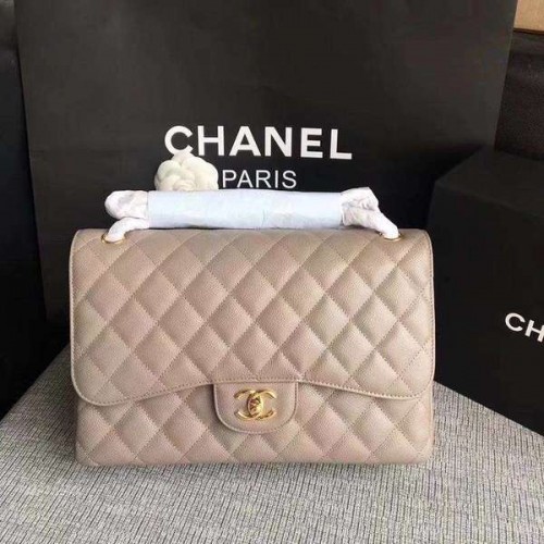 Bolso de hombro con solapa Chanel Gris Piel de becerro original CF1113 Oro