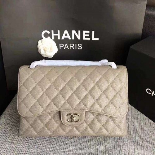 Bolso de hombro con solapa Chanel Gris Piel de becerro original CF1113 Plata