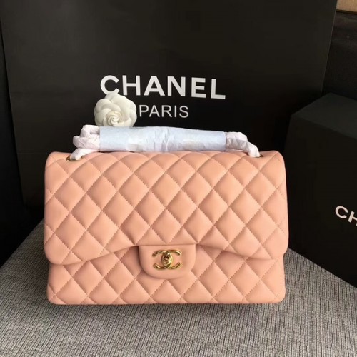 Chanel Flap Bolsos de Hombro Rosa Claro Piel de Cordero Original CF1113 Glod