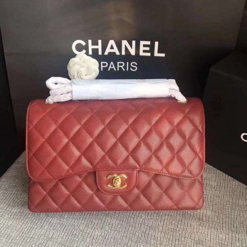 Chanel Flap Bolsos de Hombro Marroon Original Piel de Becerro CF1113 Oro
