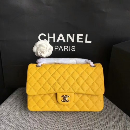 Chanel Flap Bolsos de Hombro Original Deerskin Leather CF1112 Amarillo
