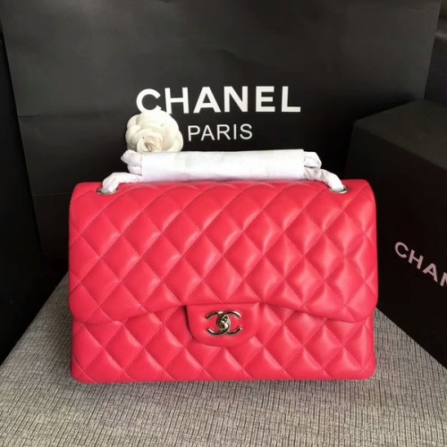 Chanel Flap Bolsos de Hombro Rosa Original Piel de Cordero CF1113 Plata