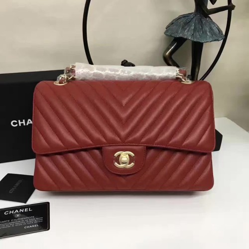 Bolsos de hombro con solapa Chanel Cuero de piel de oveja rojo A1112 Glod