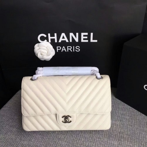 Bolso de hombro con solapa Chanel Blanco Piel de becerro original CF1112 Blanco