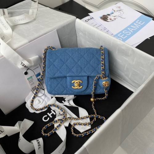 Bolso de hombro Chanel Flap denim AS1115 azul