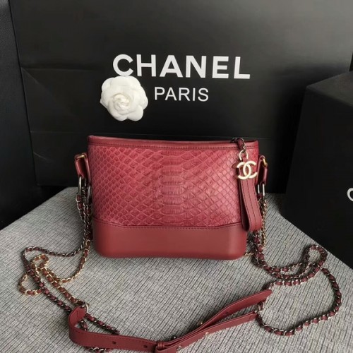 Chanel Gabrielle Mini Bolso De Hombro Original Python Leather 8122A Marroon