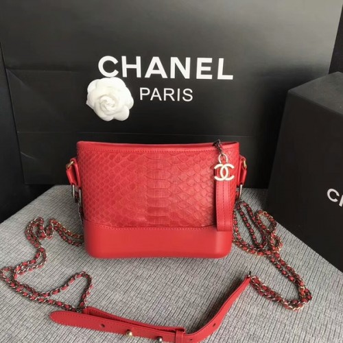 Chanel Gabrielle Mini Bandolera Original Piel De Pitón 8122A Rojo