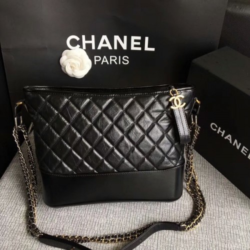 Bolso De Hombro Chanel Gabrielle Piel De Becerro Original A93842 Negro