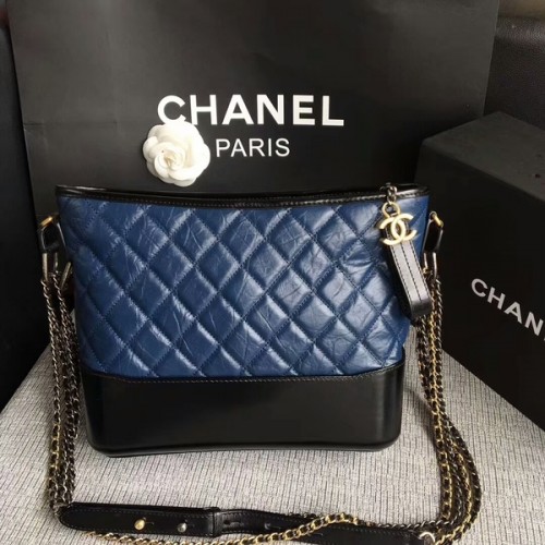 Bolso De Hombro Chanel Gabrielle Piel De Becerro Original A93842 Azul