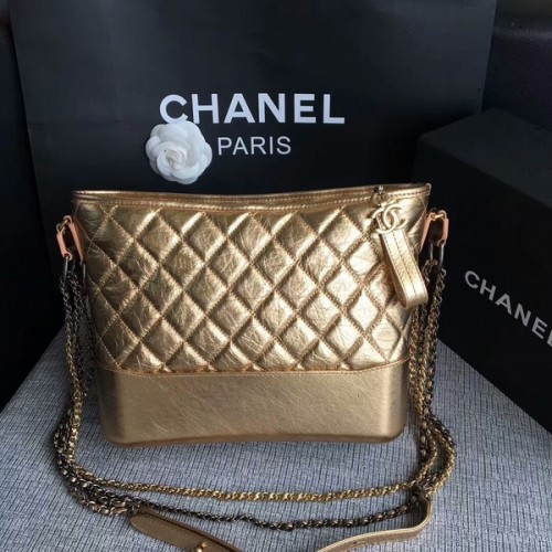 Bolso De Hombro Chanel Gabrielle Piel De Becerro Original A93842 Oro