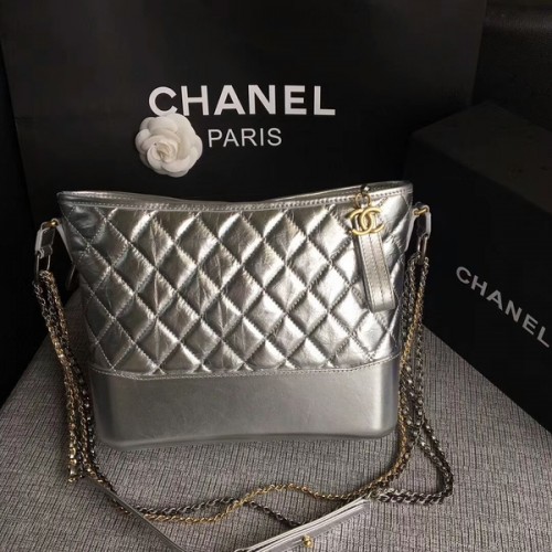 Bolso De Hombro Chanel Gabrielle Piel De Becerro Original A93842 Plata
