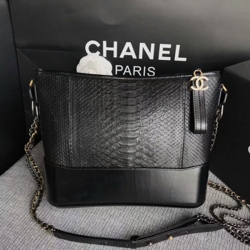 Chanel Gabrielle Bandolera Original Piel De Pitón A93842 Negro