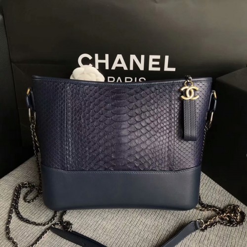 Bolso De Hombro Chanel Gabrielle Original Piel De Pitón A93842 Azul