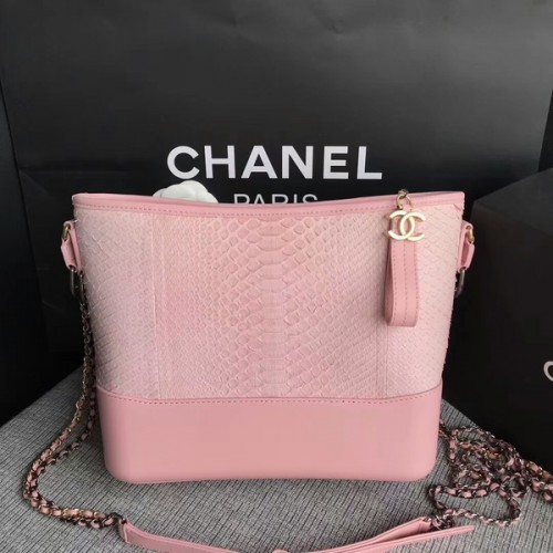 Bolso De Hombro Chanel Gabrielle Original Piel De Pitón A93842 Rosa