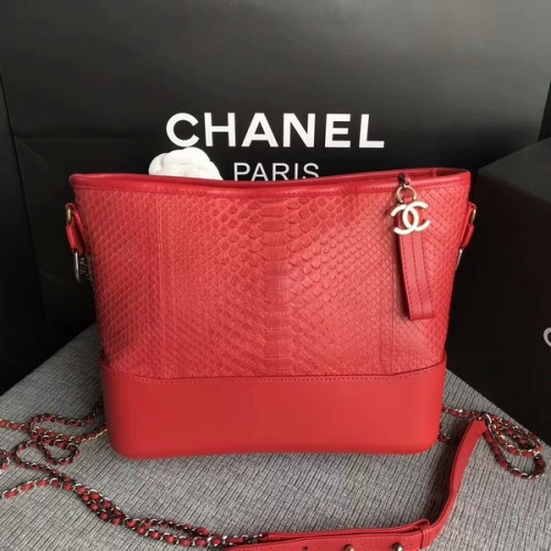 Bolso De Hombro Chanel Gabrielle Original Piel De Pitón A93842 Rojo