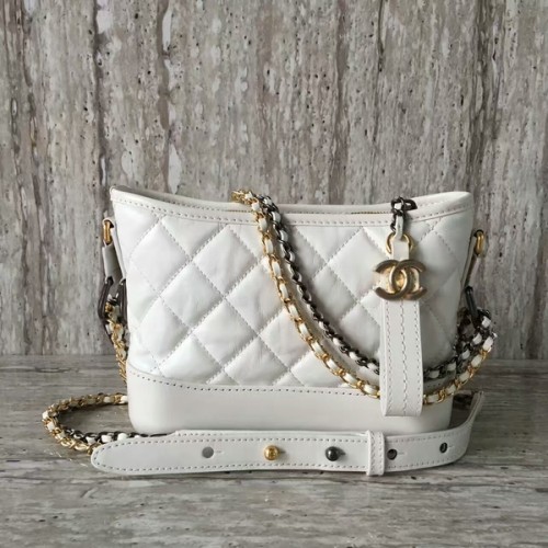 Bolso de hombro Chanel Gabrielly de piel de becerro 93823 Blanco