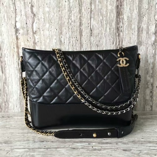 Bolso de hombro Chanel Gabrielly de piel de becerro 93824 Negro