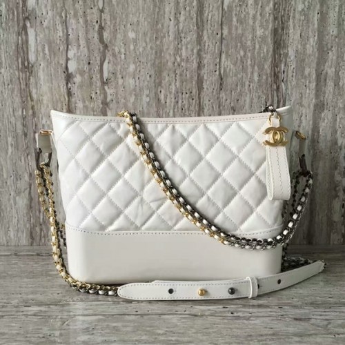 Bolso de hombro Chanel Gabrielly de piel de becerro 93824 Blanco