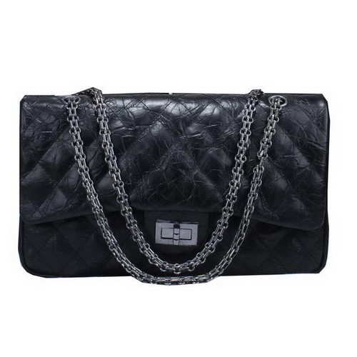 Chanel Glazed Crackled Leather Classic Flap Bag A30225 Negro