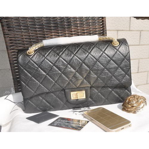 Chanel Glazed Crackled Leather Classic Flap Bag A30227 Negro