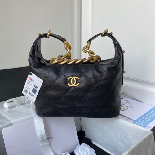 Chanel Piel de becerro granulada AS2910 Metal dorado negro