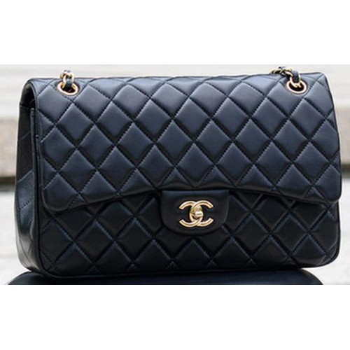 Chanel Jumbo Classic Black Sheepskin Flap Bag A58600 Oro