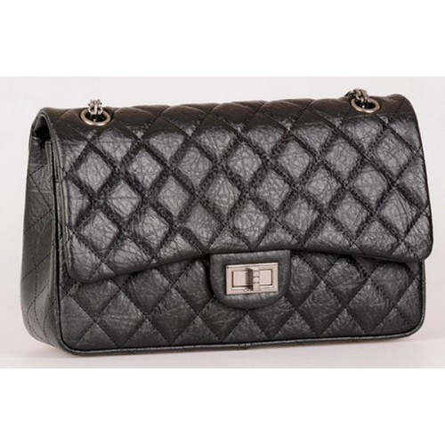 Chanel Jumbo Classic Flap Bag Negro Piel de becerro A28668 Plata