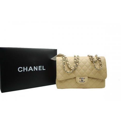 Bolso Chanel Jumbo con doble solapa Apricot Original Caviar Leather A36097 Plata