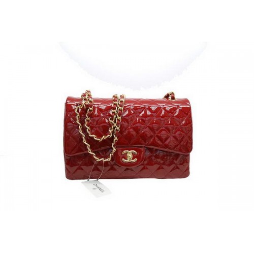 Hot Style Chanel Jumbo Double Flaps Bag Red Original Charol A36097 oro