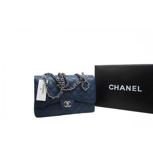 Lo nuevo 2012 Chanel Jumbo Double Flaps Bag Royalblue Original Caviar Leather A36097 Plata