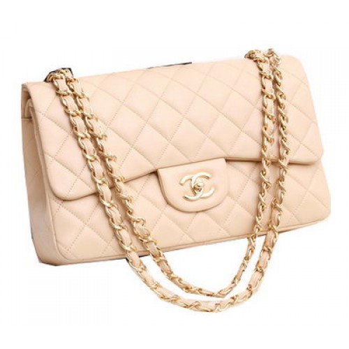 Bolsos Chanel Jumbo con solapas dobles Piel de cordero original A36097 Albaricoque