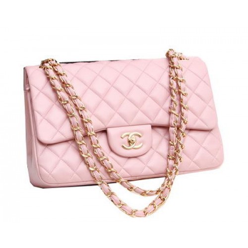 Chanel Jumbo Doble Solapa Bolsos Original Piel De Cordero A36097 Rosa