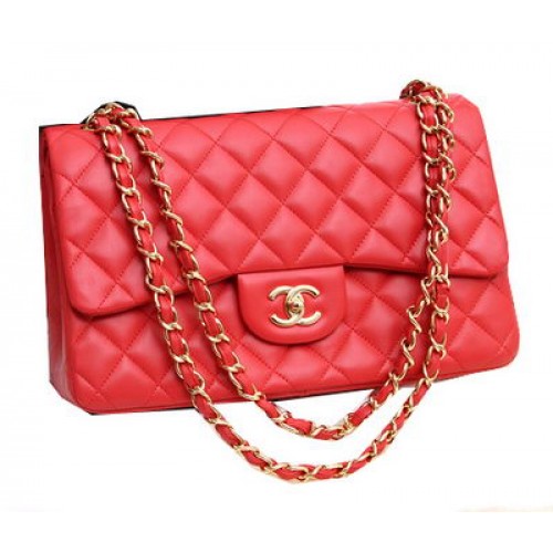 Chanel Jumbo Double Flaps Bolsos Original Lambskin Leather A36097 Rojo