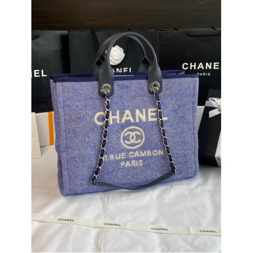 Chanel BOLSO DE LA COMPRA GRANDE A66941 azul y blanco