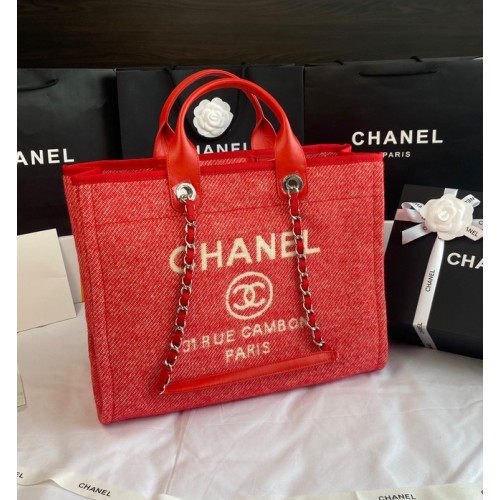 Chanel BOLSO DE COMPRA GRANDE A66941 rojo y blanco