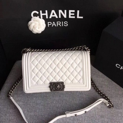 Chanel LE BOY Bolso de hombro Piel de oveja A67086 blanco