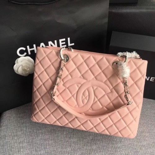 Chanel LE Boy Grand Shopping Tote Bag GST Pink Cannage Pattern A50995 Plata