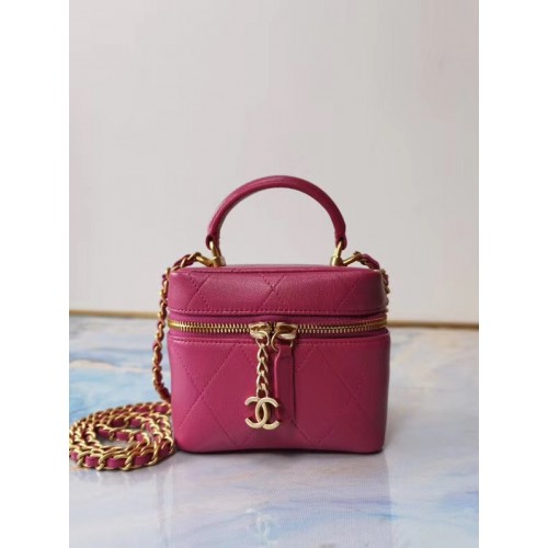 Chanel Piel de cordero Piel de becerro con cristales Metal dorado AS1889 rosa