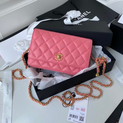 Bolso de hombro con solapa de piel de cordero Chanel AP1450 rosa