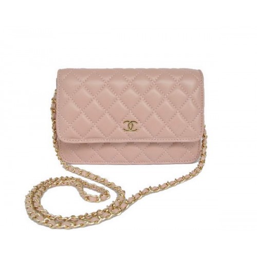 Bolso con solapa de piel de cordero Chanel A33814 oro rosa