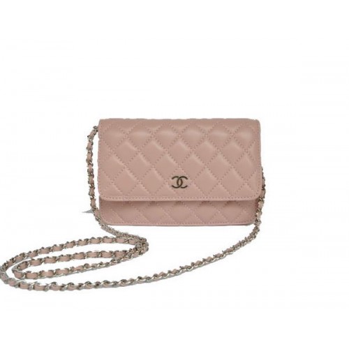 Bolso con solapa de piel de cordero Chanel A33814 Plata rosa