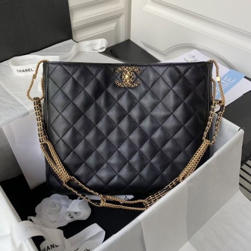 Chanel Bolso de hombro de piel de cordero AS2977 negro
