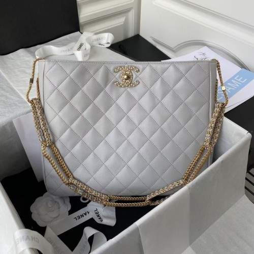 Chanel Bolso de hombro de piel de cordero AS2977 gris